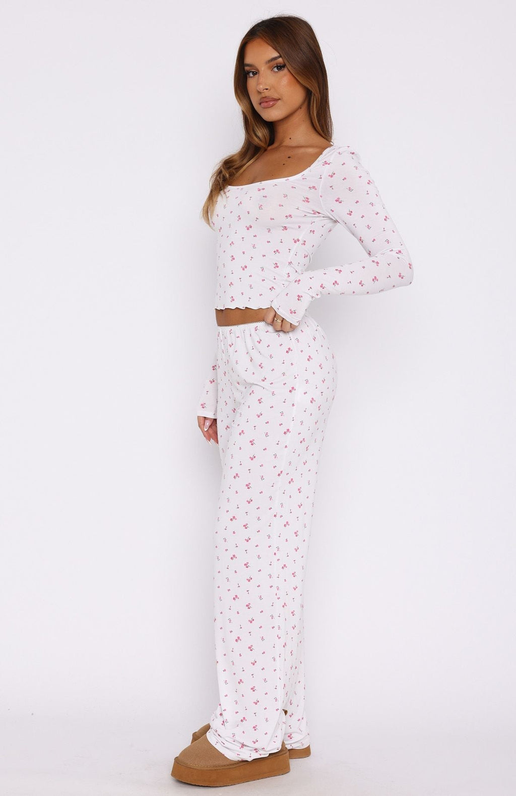White Fox Dreamy Pyjama Pants Pink Blossom