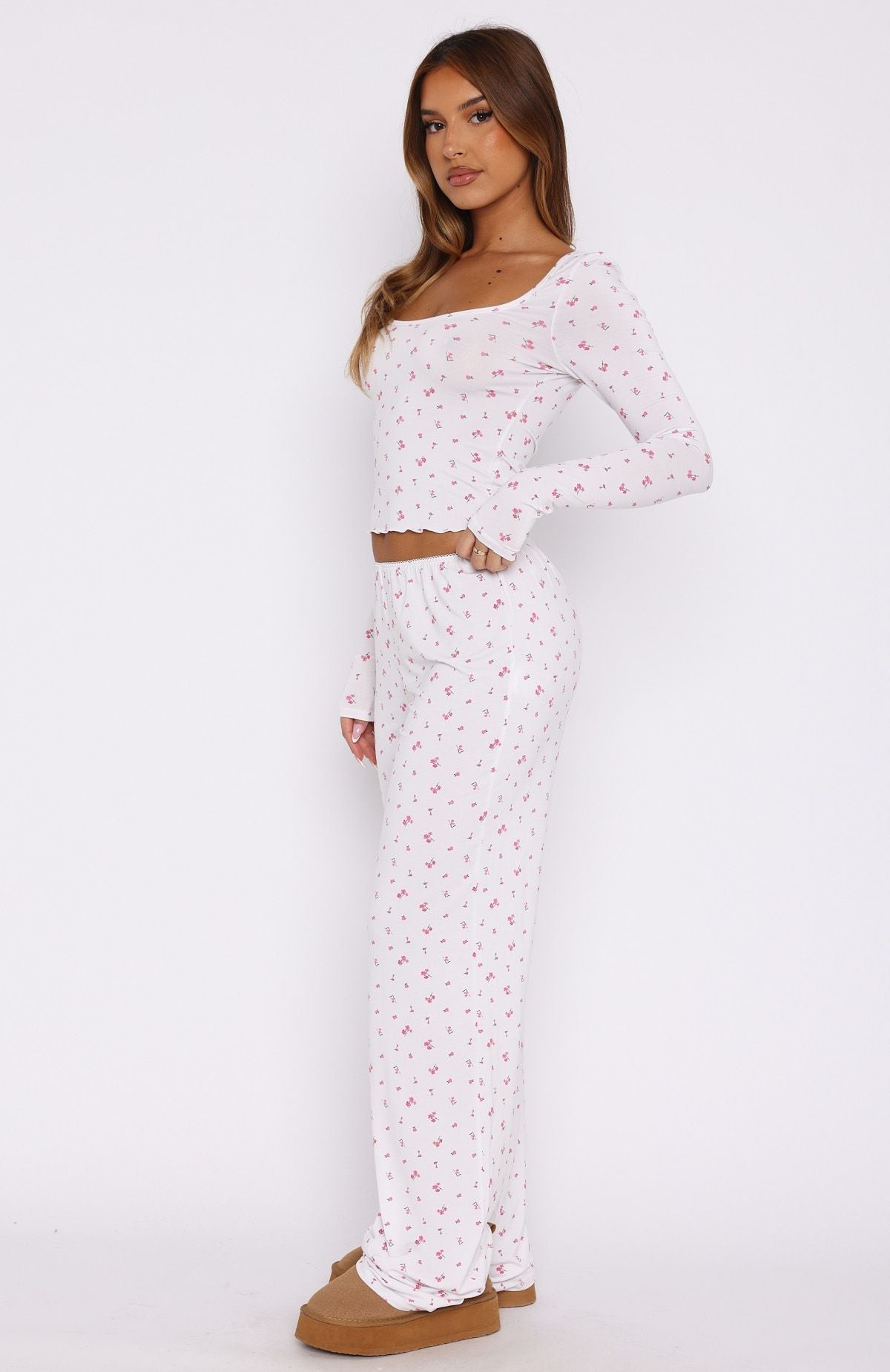 White Fox Dreamy Pyjama Pants Pink Blossom