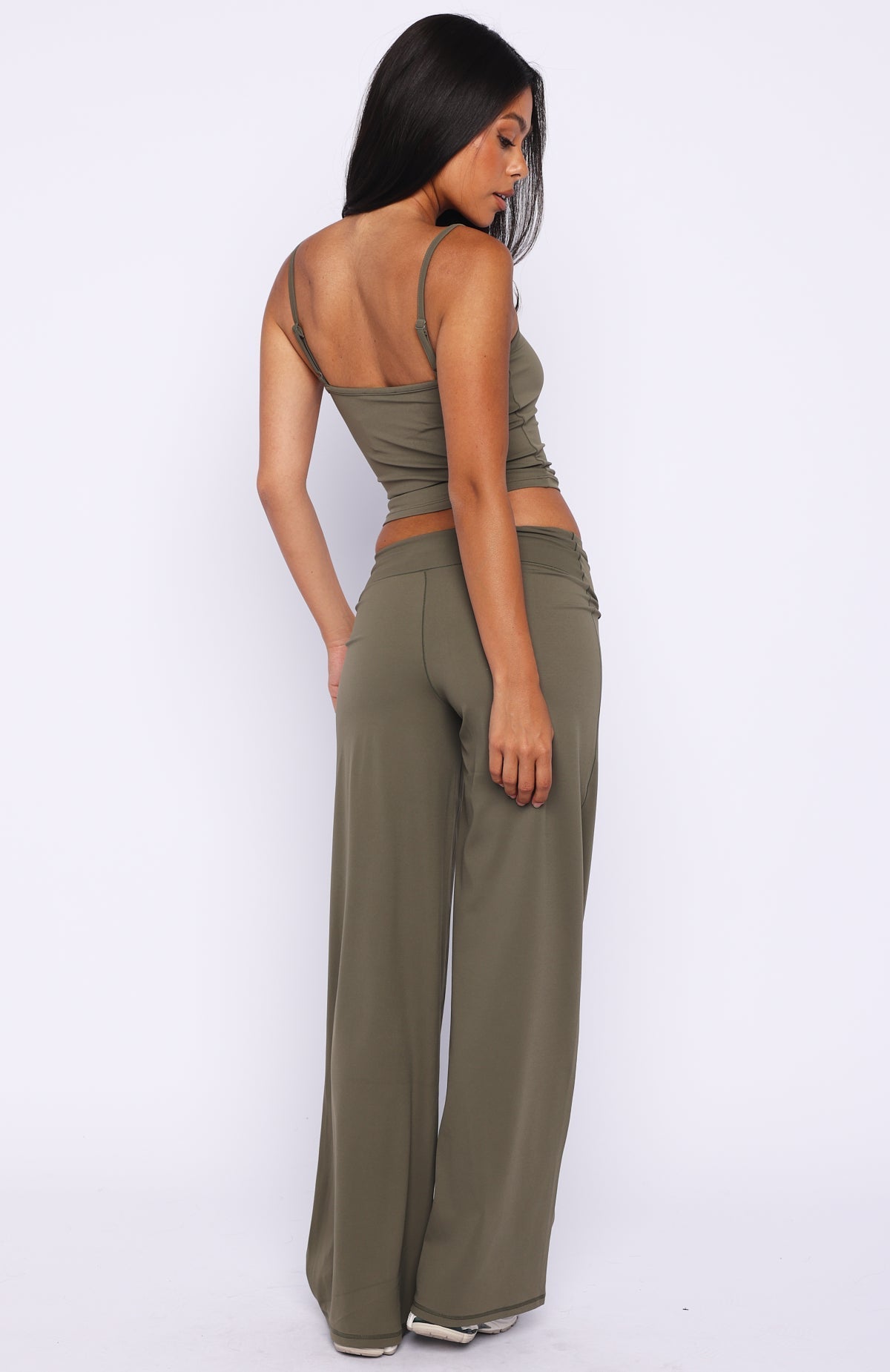 White Fox Core Strengths Wide Leg Pants Khaki