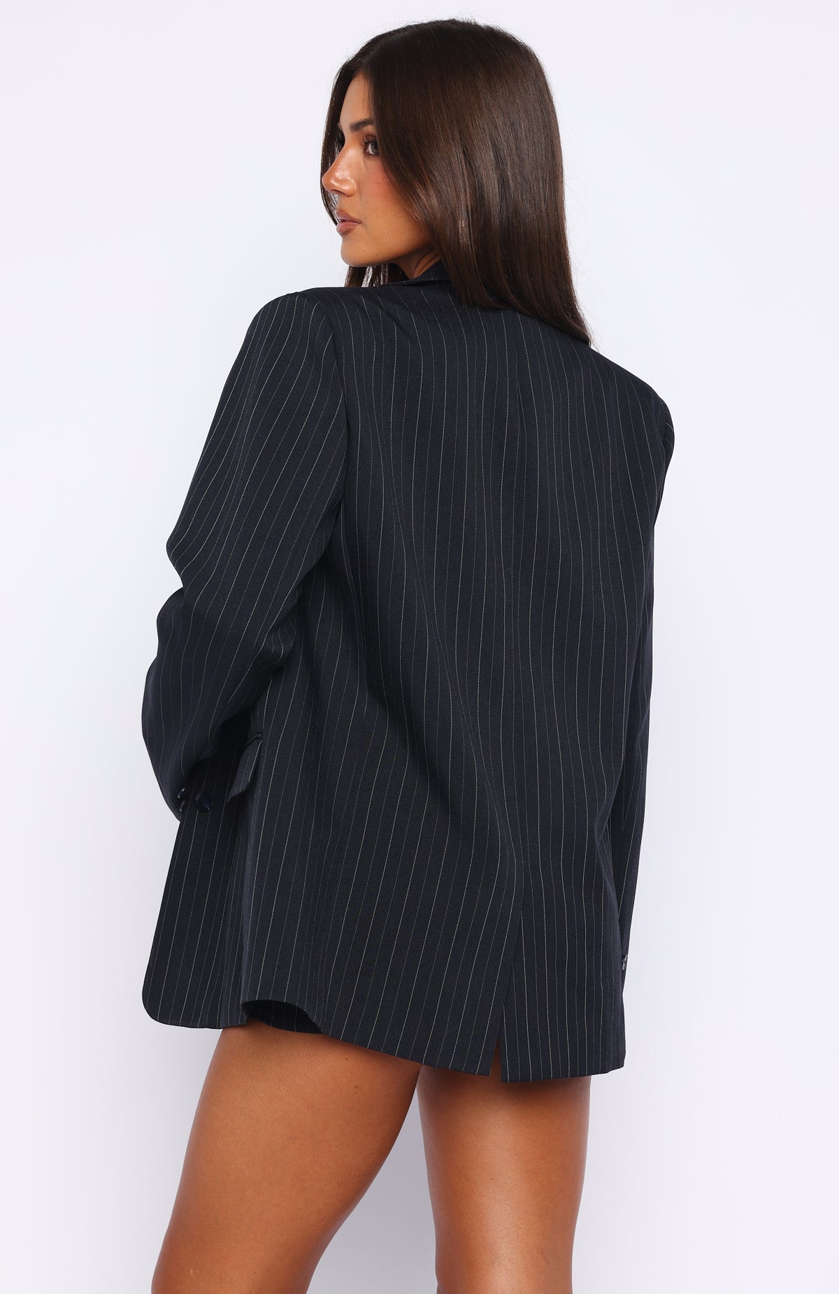 White Fox High Line Blazer Navy Pinstripe