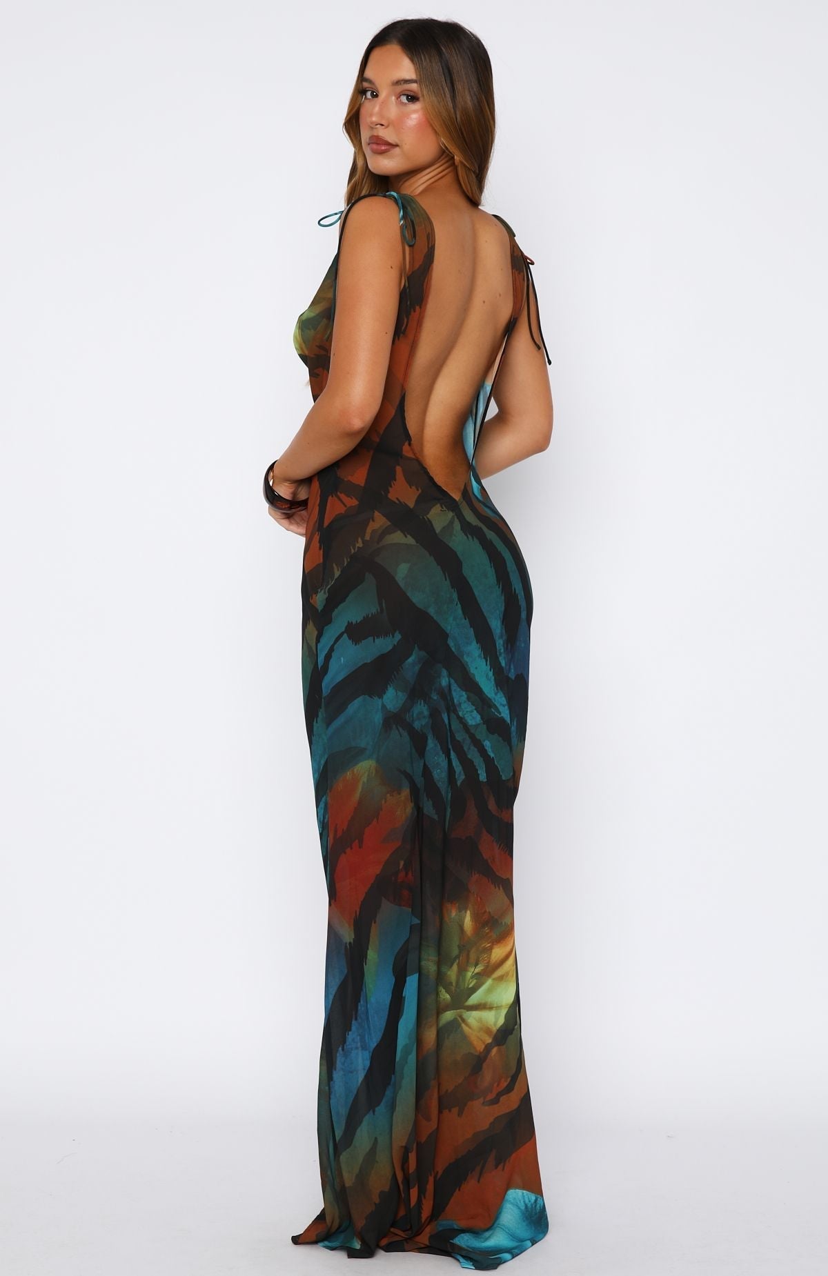 White Fox Amore Maxi Dress Teal Mirage
