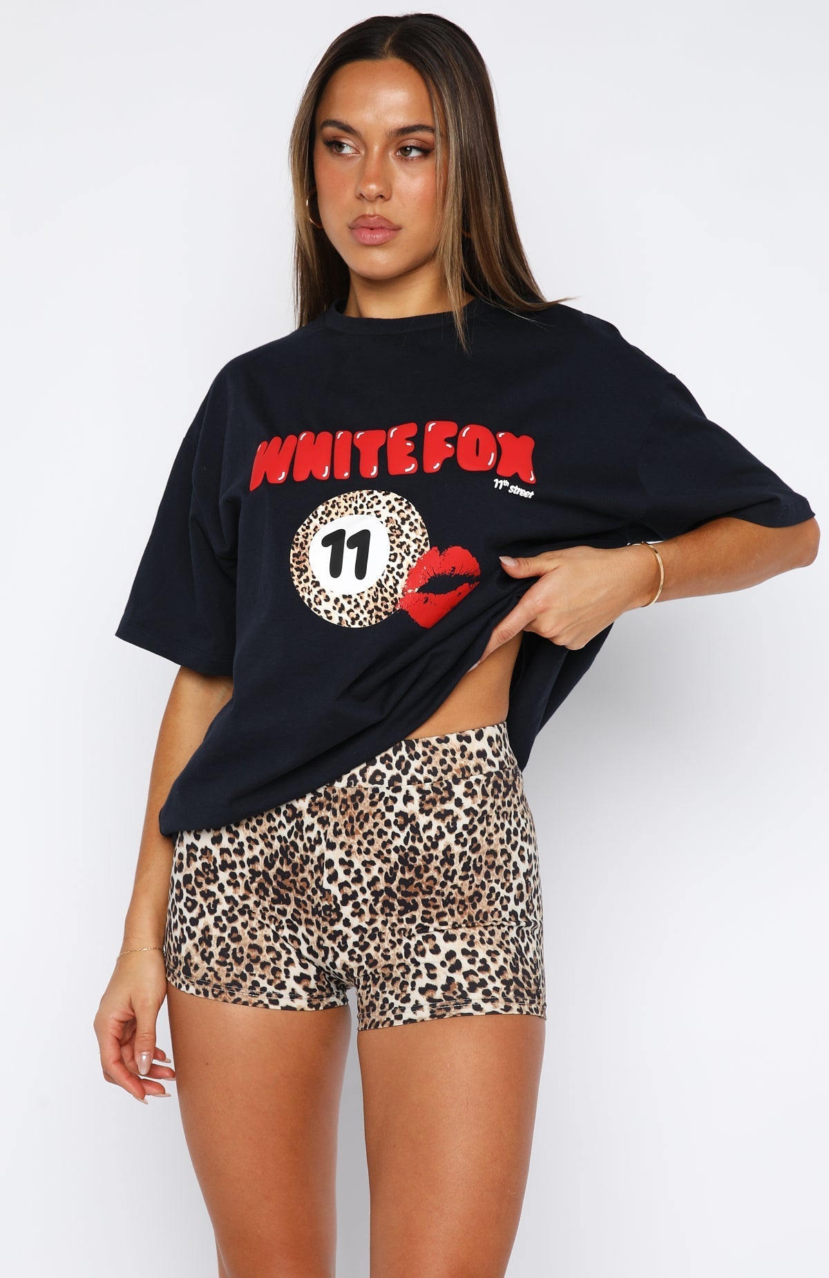 White Fox 11th Street She's So Lucky Bike Shorts Leopard Splice