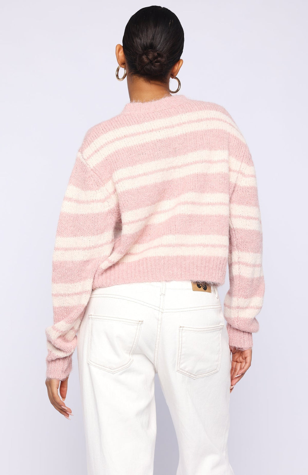 White Fox Ice Bae Stripe Knit Cardigan Strawberry Cream Stripe