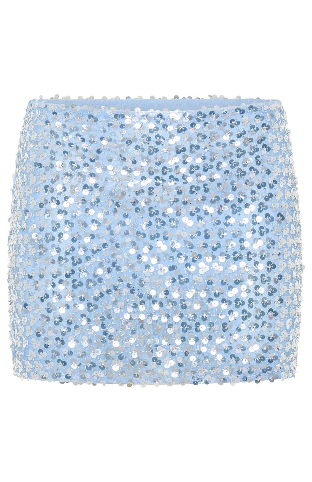 White Fox Timeless Secrets Sequin Mini Skirt Misty Blue