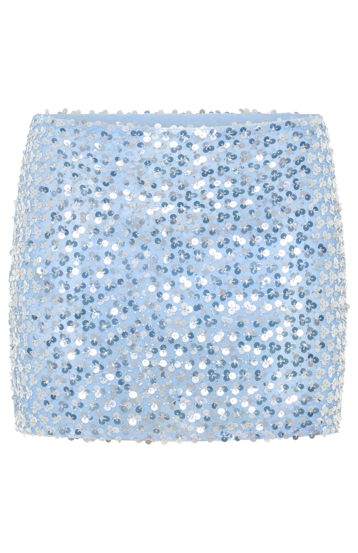 White Fox Timeless Secrets Sequin Mini Skirt Misty Blue