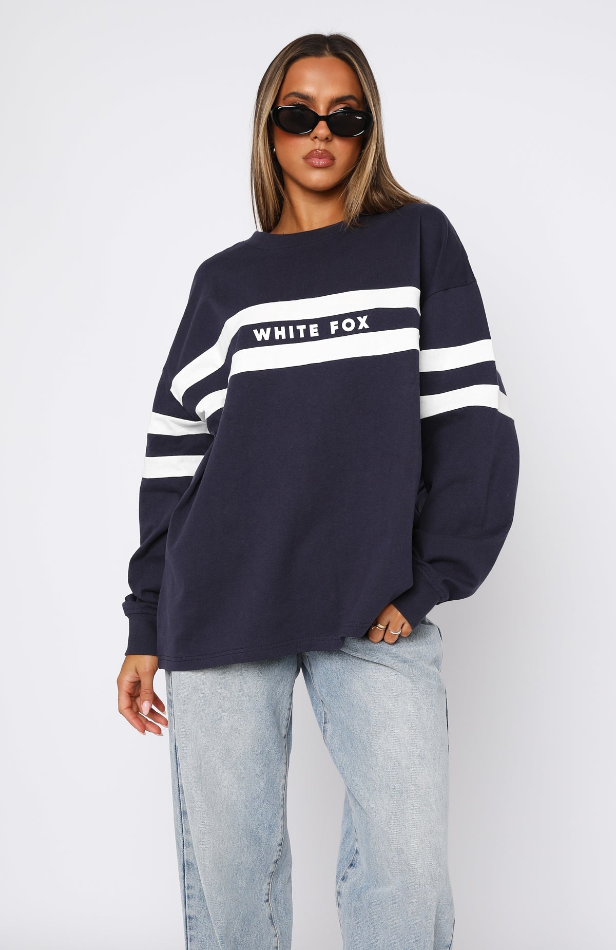 White Fox You're My Inspiration Long Sleeve Tee Navy
