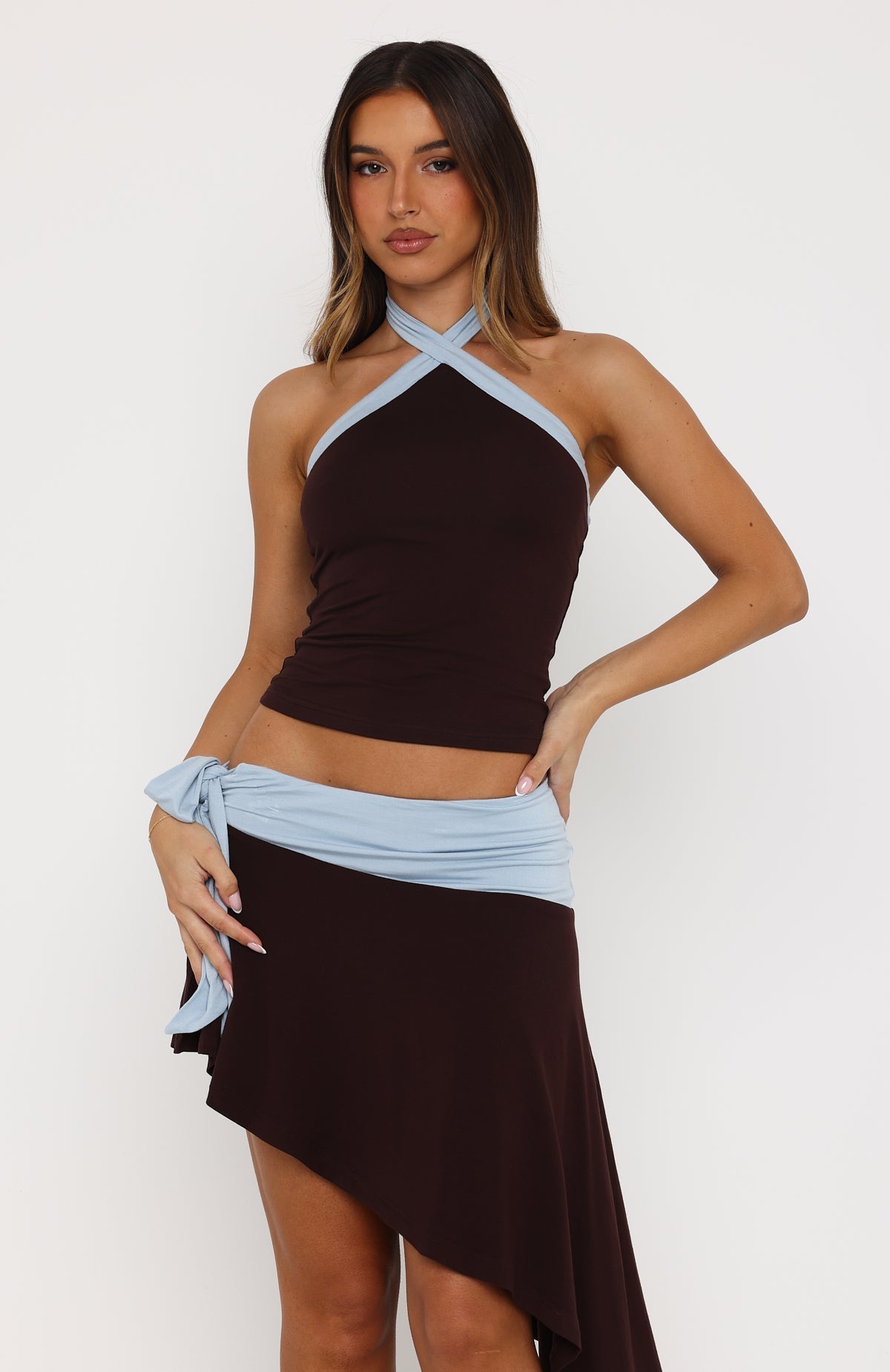 White Fox Babyfire Top Choc/Baby Blue