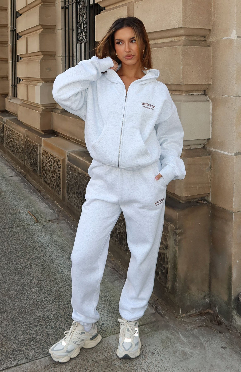 White Fox Can't Miss It Sweatpants Grey Marle/Rose Gold