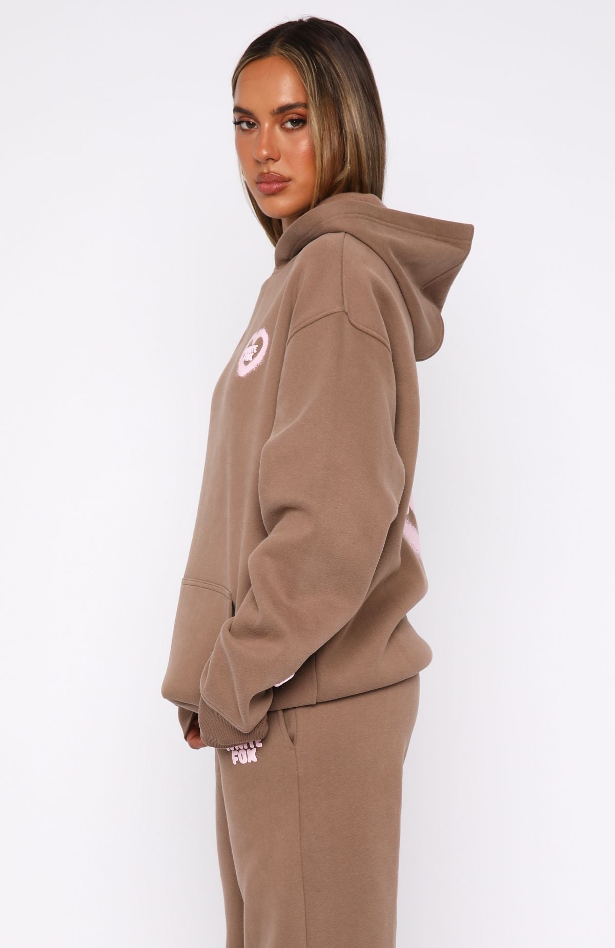 White Fox 11th Street City Girl At Heart Oversized Hoodie Cinnamon Bun