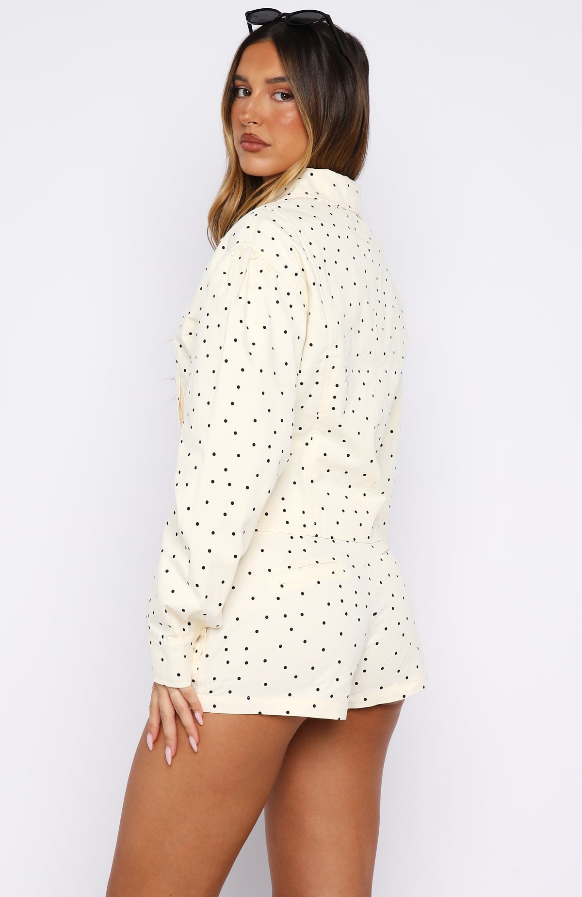 White Fox Treasure Me Shorts Cream/Black Polka Dot