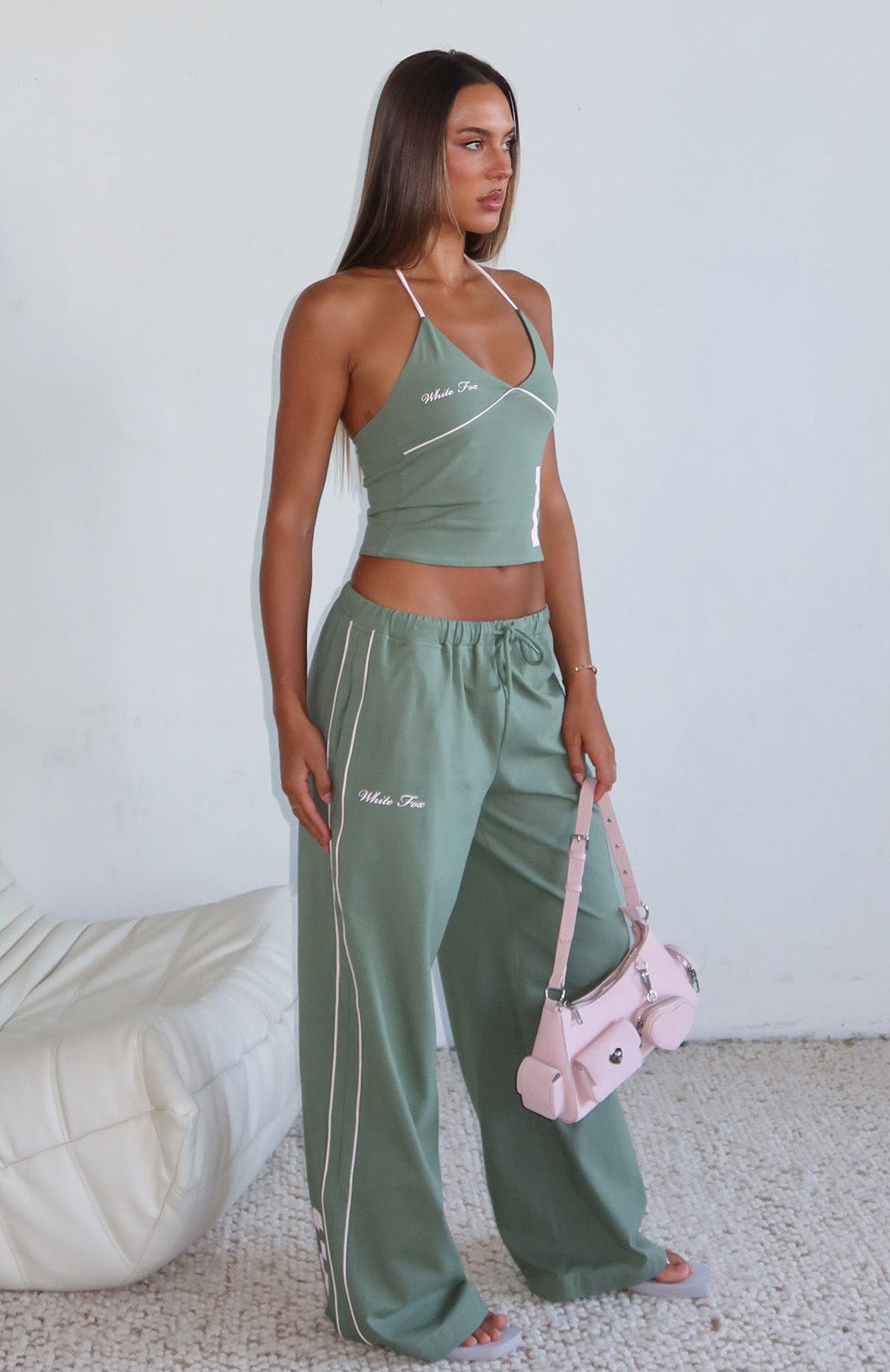 White Fox Can't Help The Feeling Track Pants Khaki