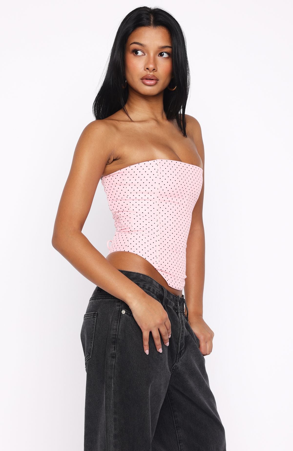 White Fox Let It Go Strapless Bustier Pink Polka Dot