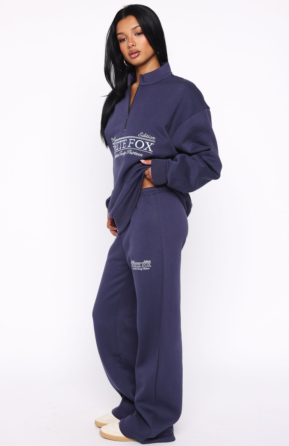 White Fox Standing My Ground Wide Leg Sweatpants Navy