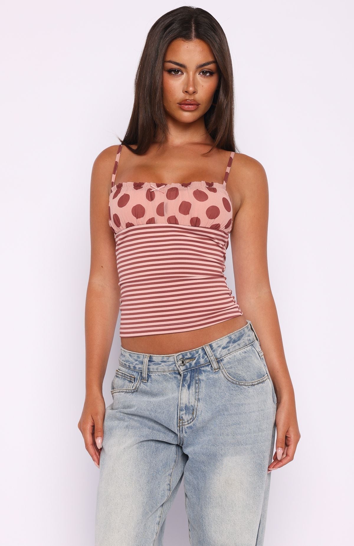White Fox Sucker For You Top Pink Stripe