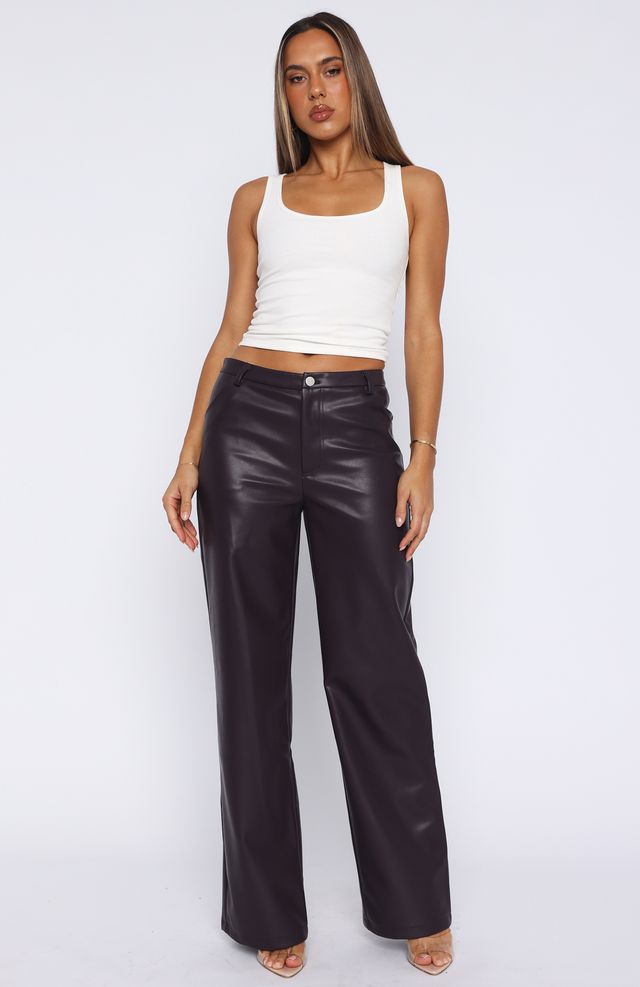 White Fox Life Affair PU Pants Deep Mauve