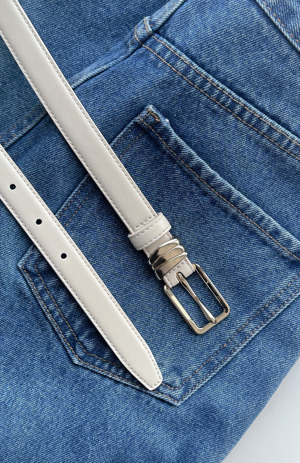 White Fox Hudson Belt Cream/Gold