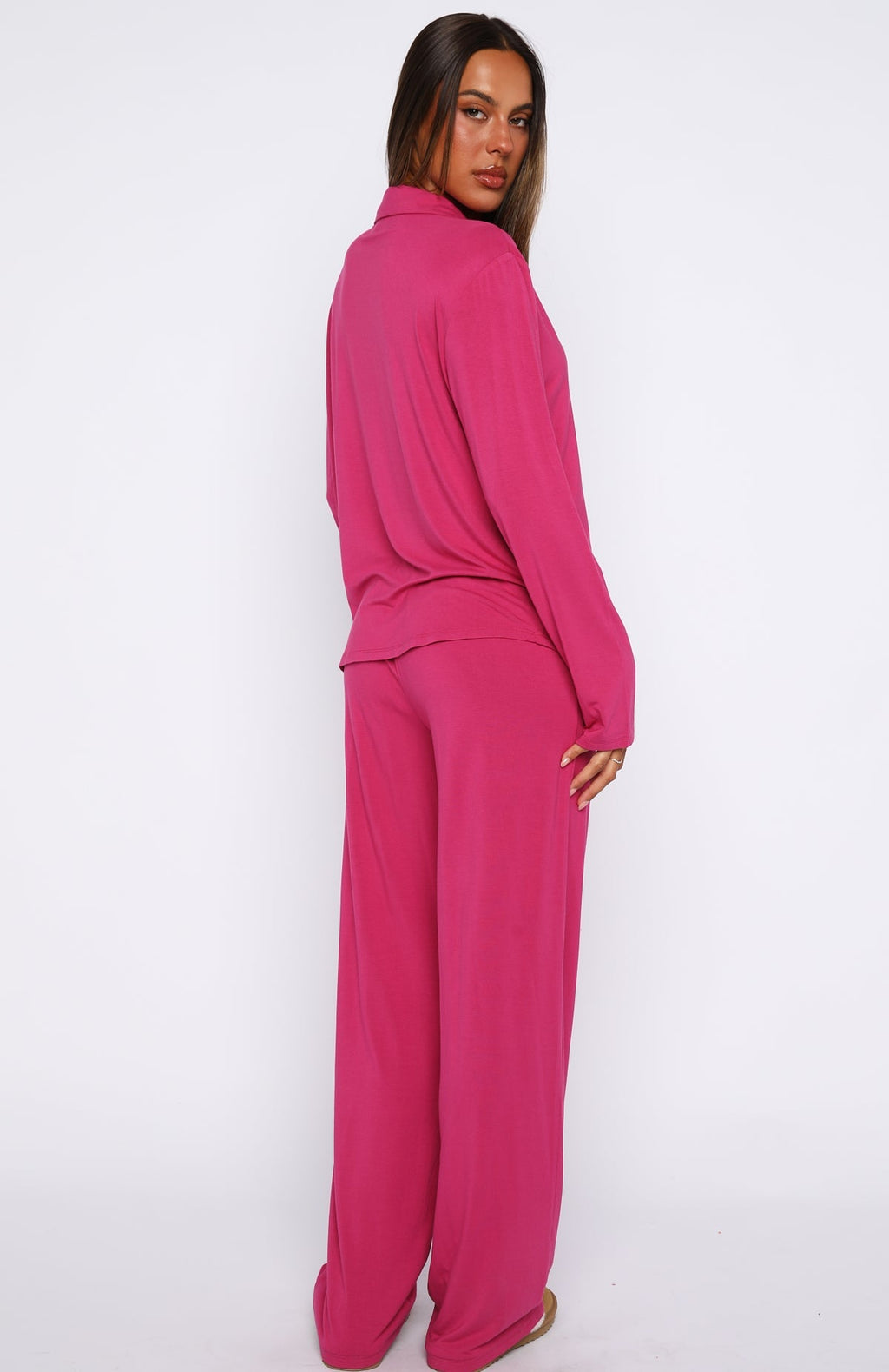 White Fox Pillow Talk Long Sleeve Pyjama Set Berry