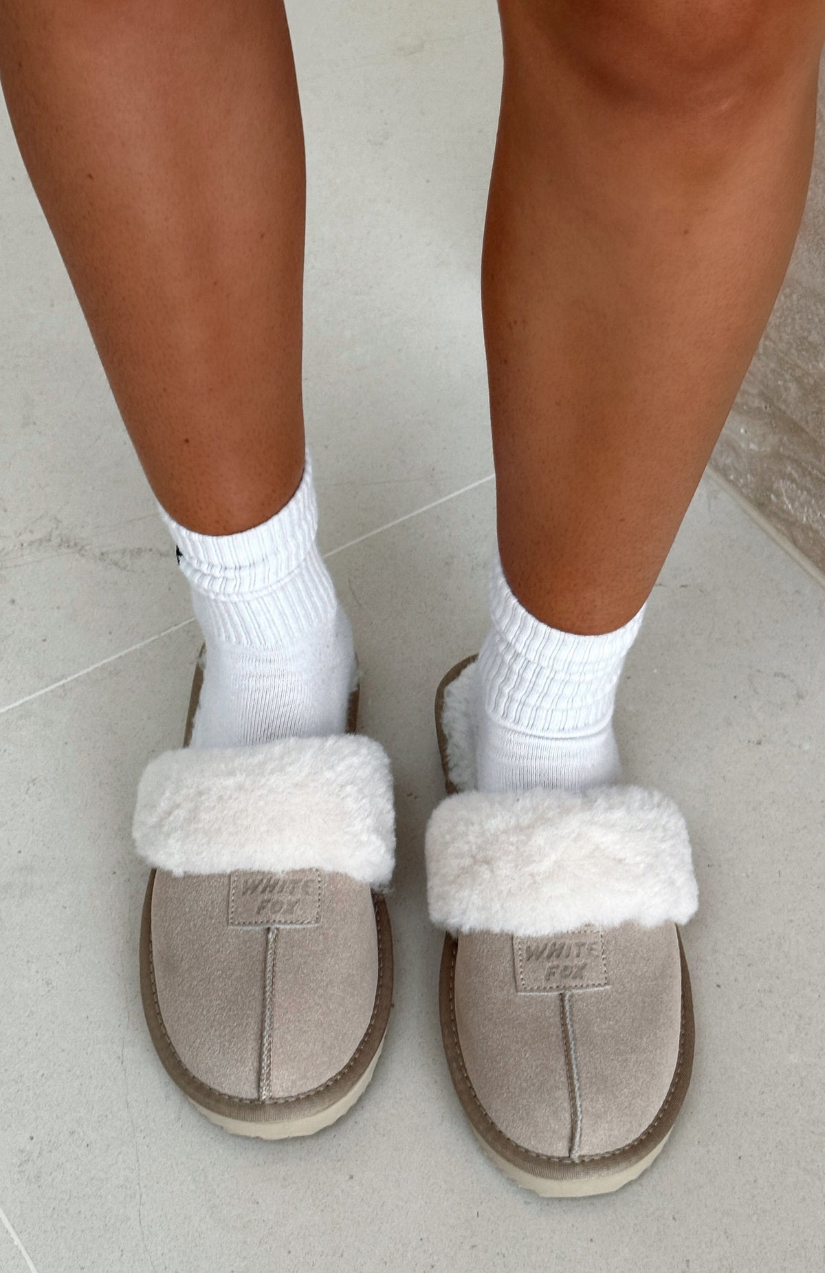 White Fox Grayson Slippers Nude