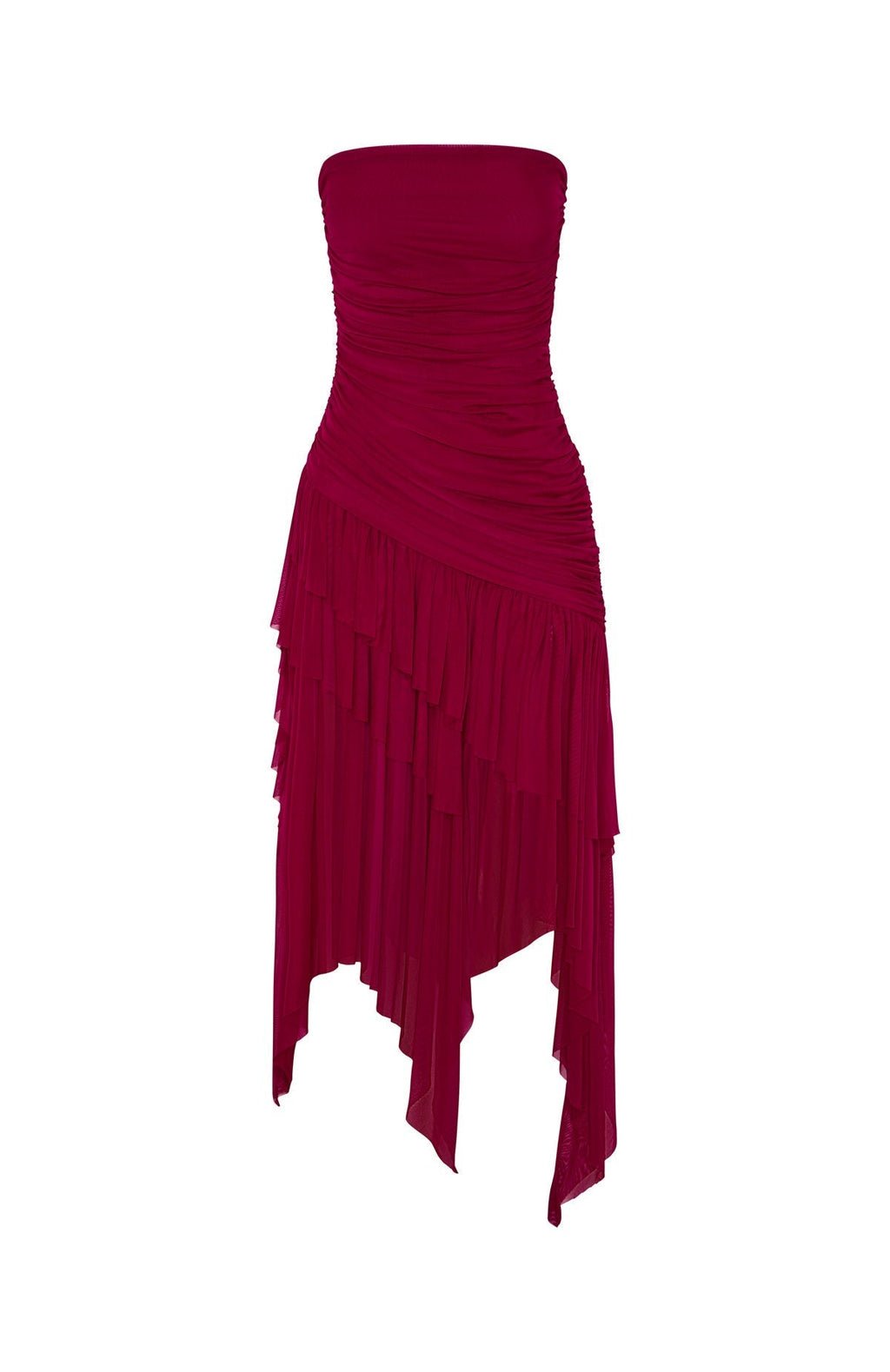 White Fox Venetian Dreams Strapless Midi Dress Dragonfruit