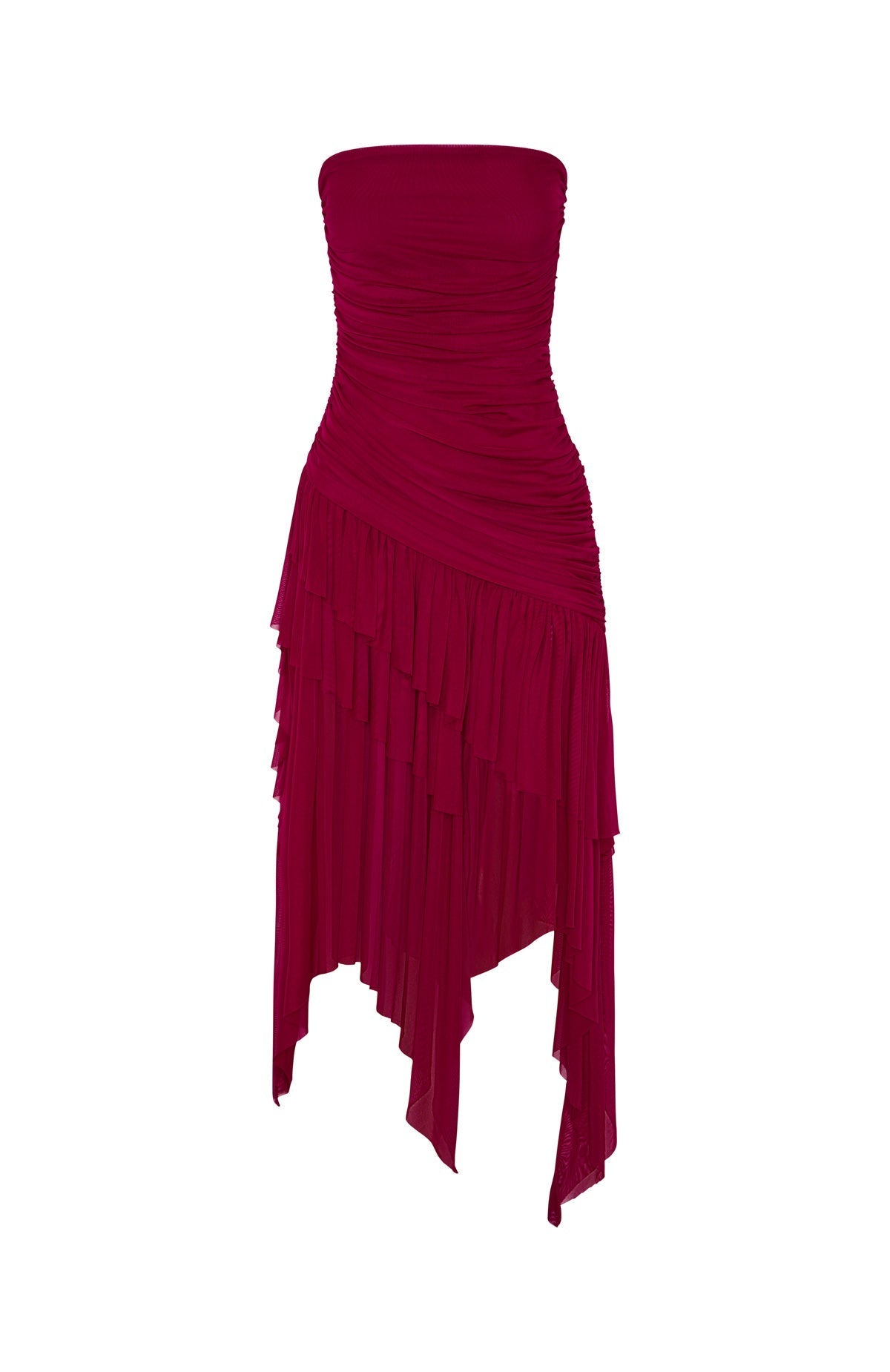 White Fox Venetian Dreams Strapless Midi Dress Dragonfruit