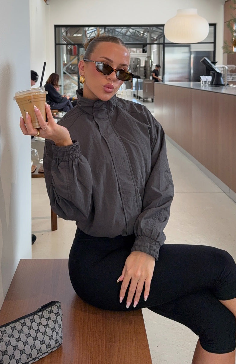 White Fox Cool Vibe Funnel Neck Jacket Steel