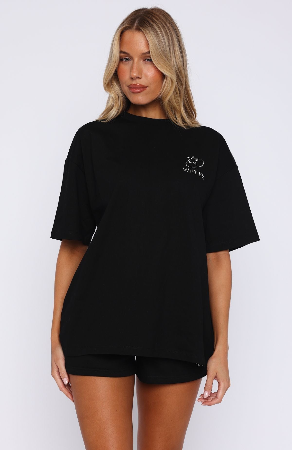 White Fox Always Shining Oversized Tee Black