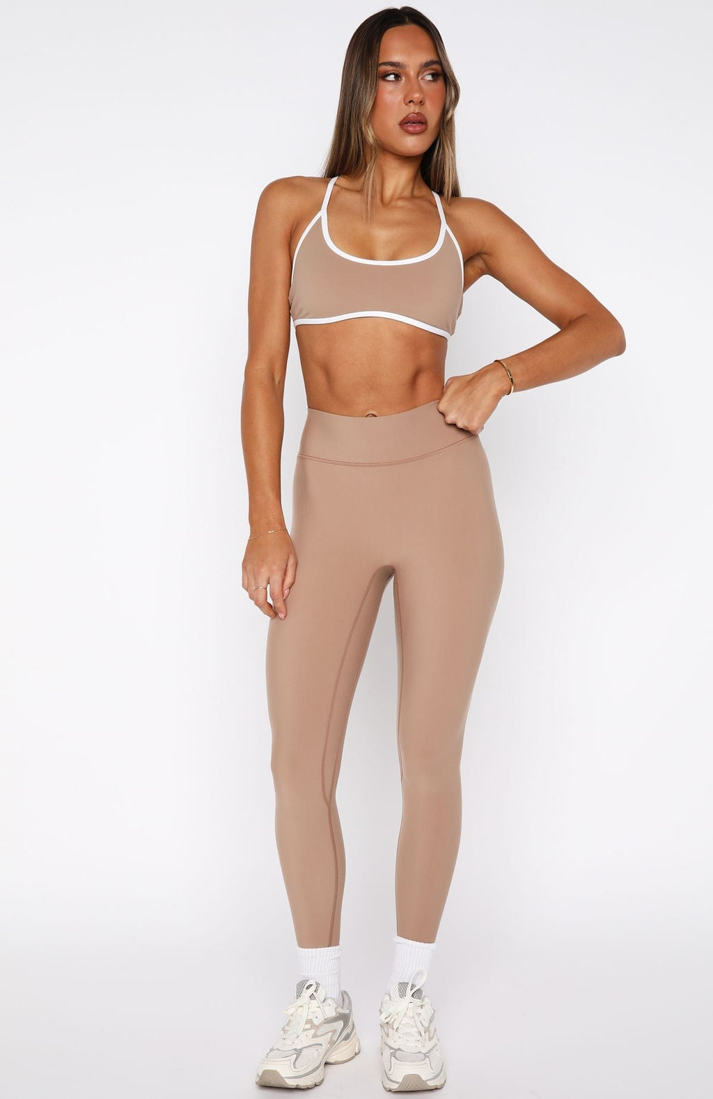 White Fox Go Getter High Waisted Leggings Caramel