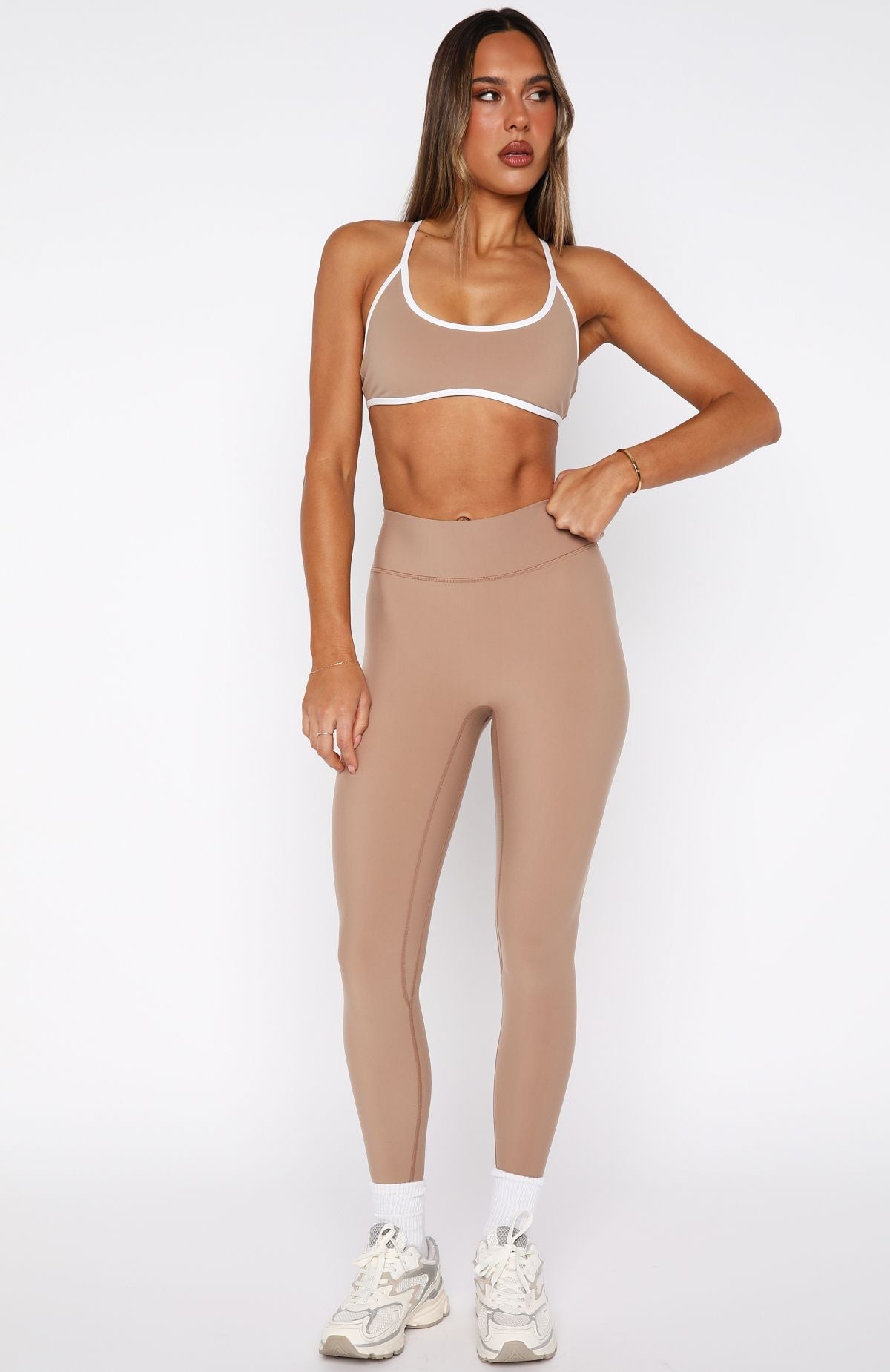White Fox Go Getter High Waisted Leggings Caramel