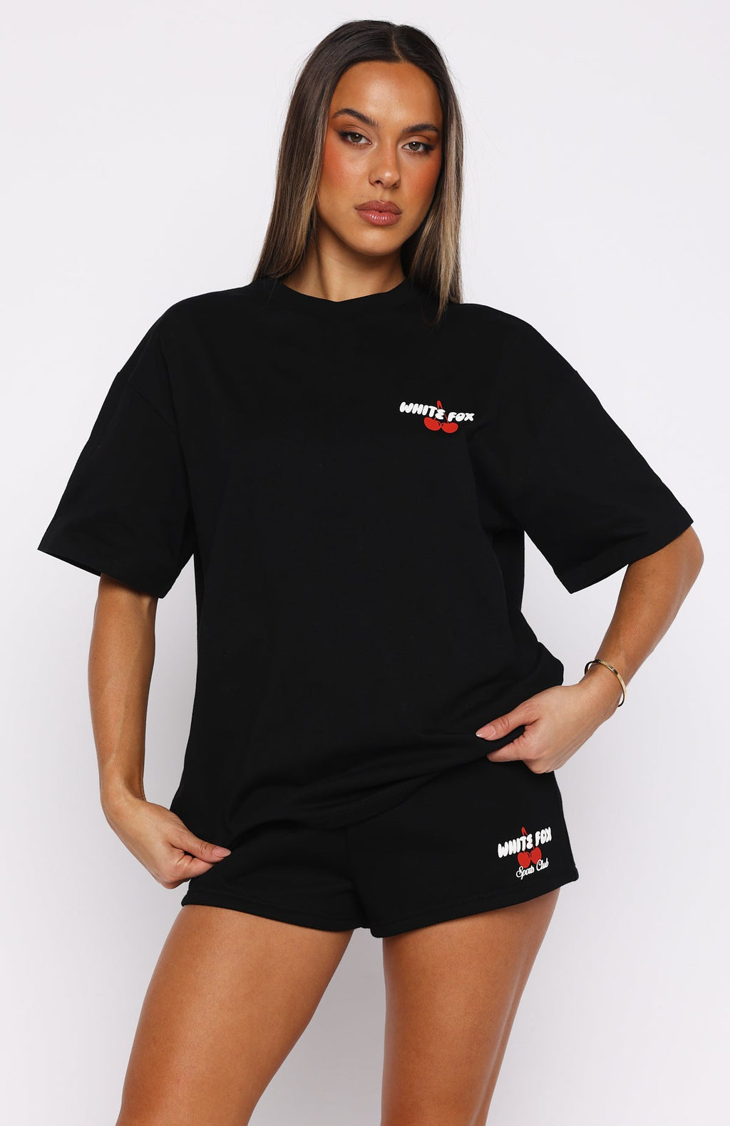 White Fox Club 14 Cassie Oversized Tee Black