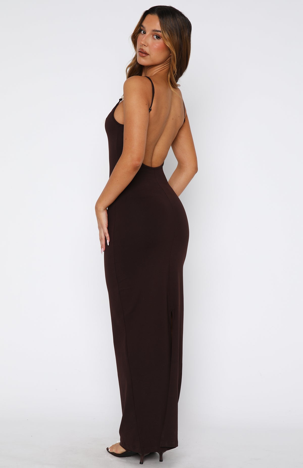 White Fox Trusting You Maxi Dress Dark Chocolate