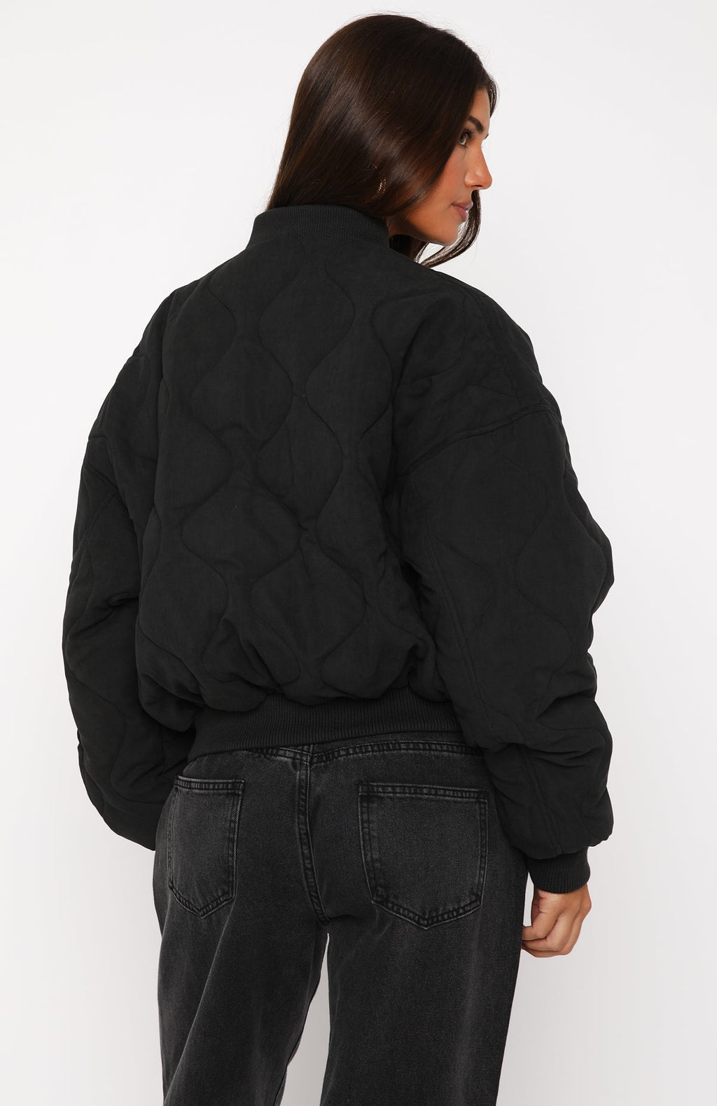 White Fox Soft Love Bomber Jacket Black