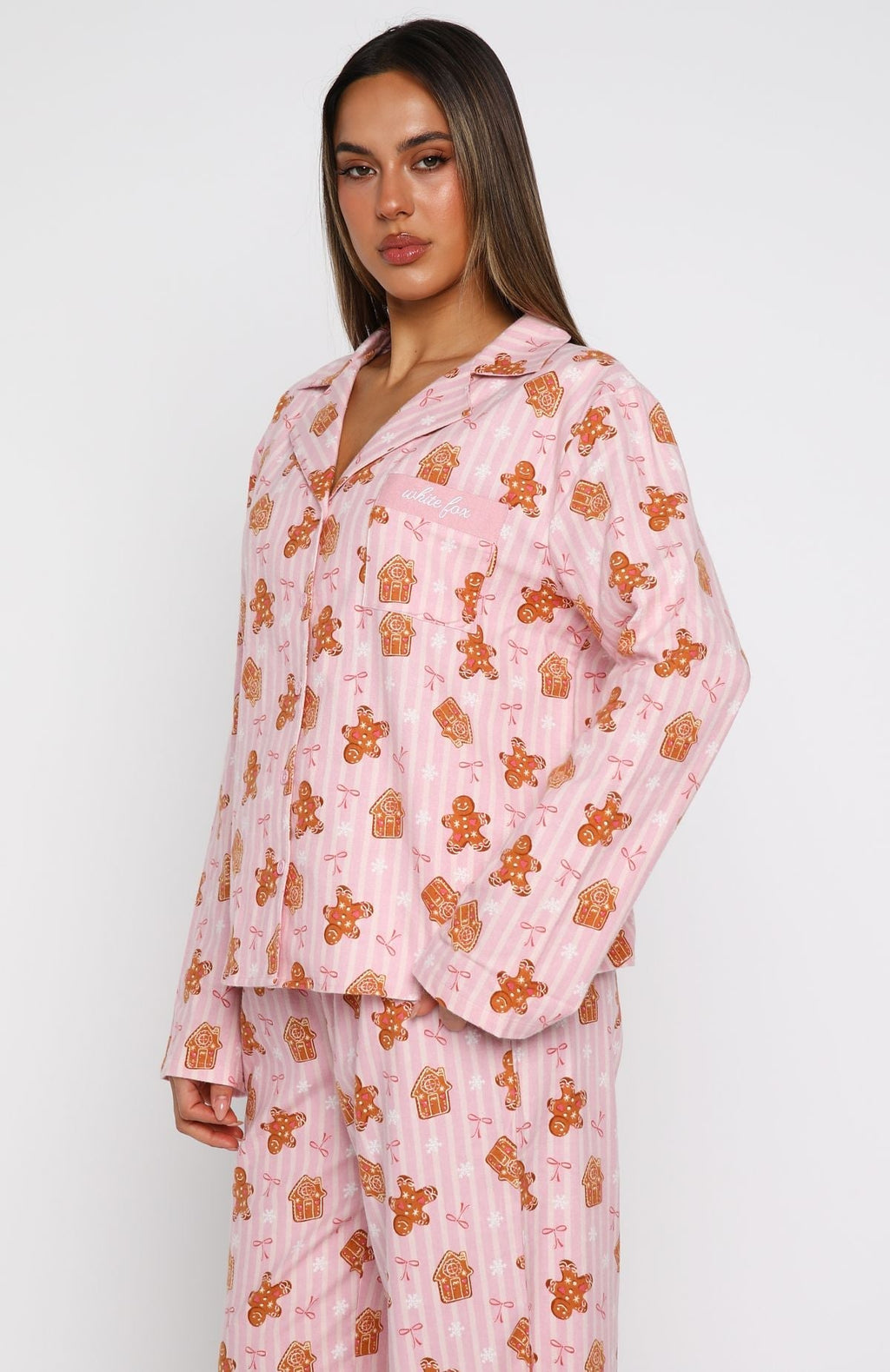 White Fox Dreamland Long Sleeve Pyjama Set Gingerbread Twist