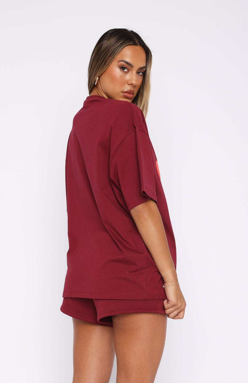 White Fox Capsule 9 Star Of The Moment Oversized Tee Burgundy