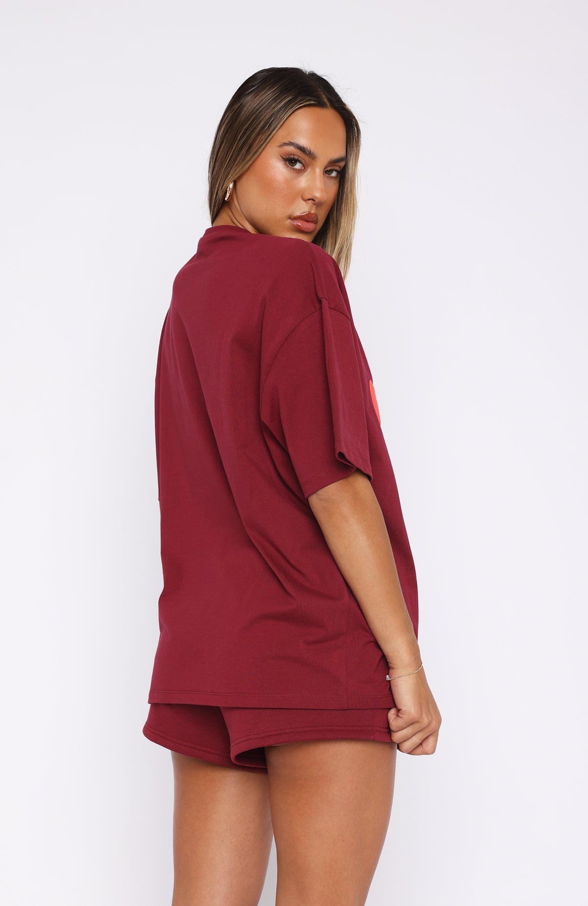 White Fox Capsule 9 Star Of The Moment Oversized Tee Burgundy