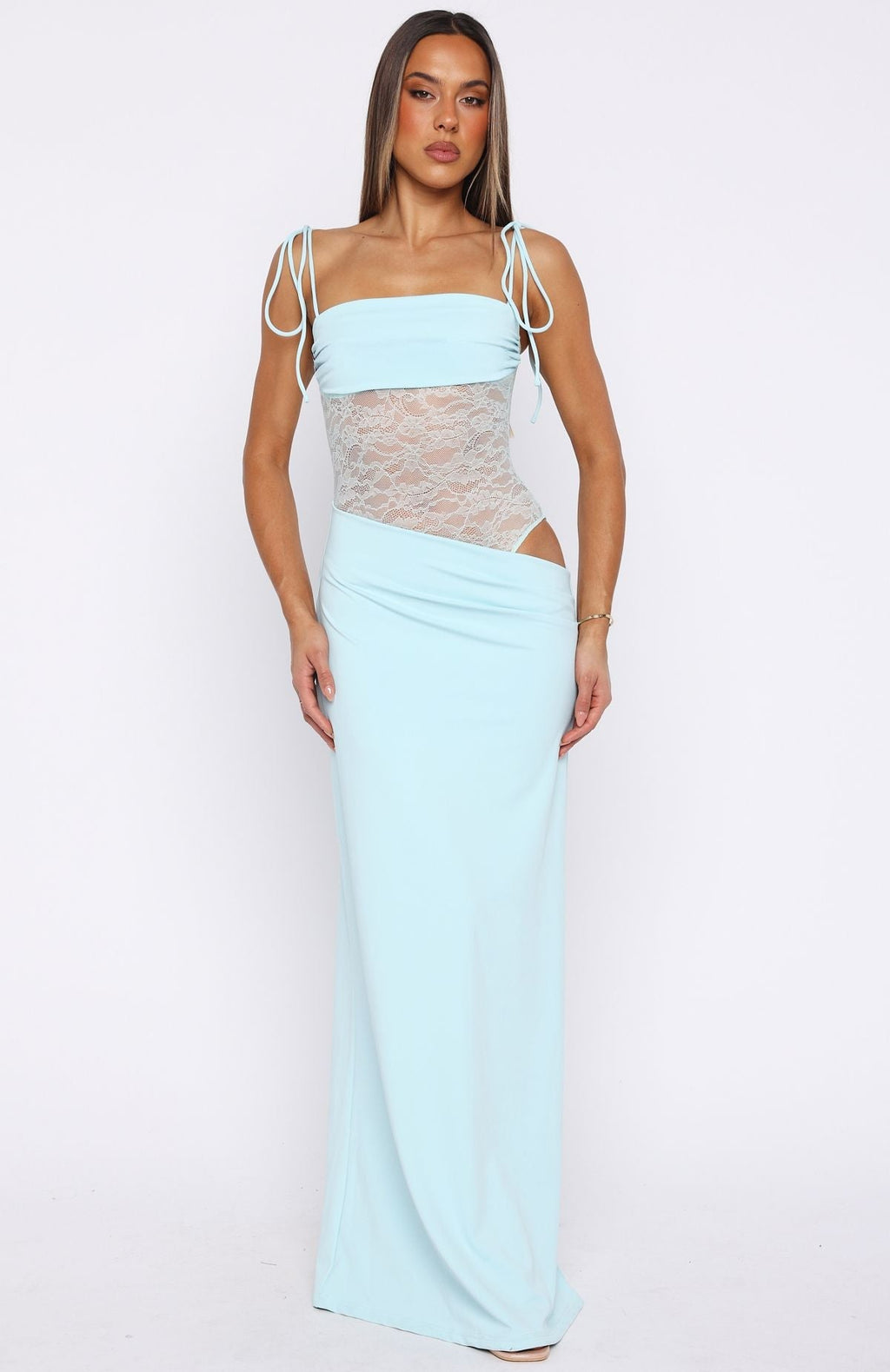White Fox Compliment Me Maxi Dress Baby Blue
