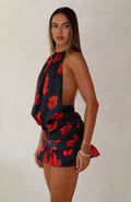White Fox No Second Thoughts Halter Mini Dress Black Scarlet Bloom