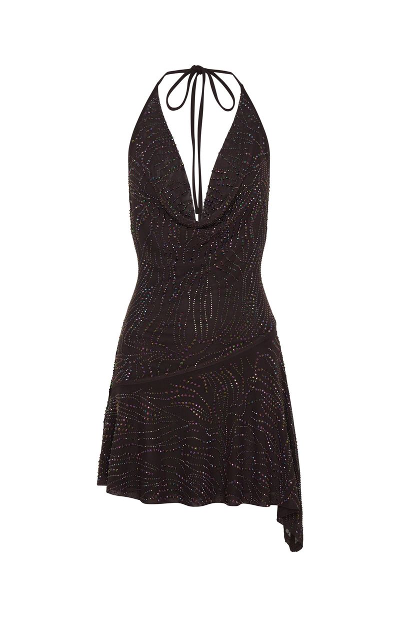 White Fox Wild Devotion Embellished Mini Dress Chocolate
