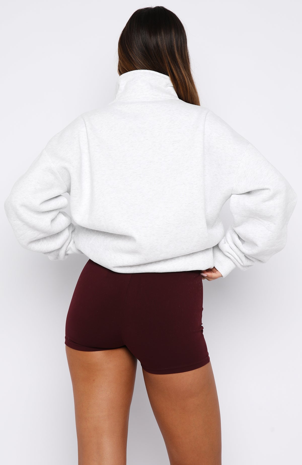 White Fox Release 15 Amari Quarter Zip Sweater Grey Marle