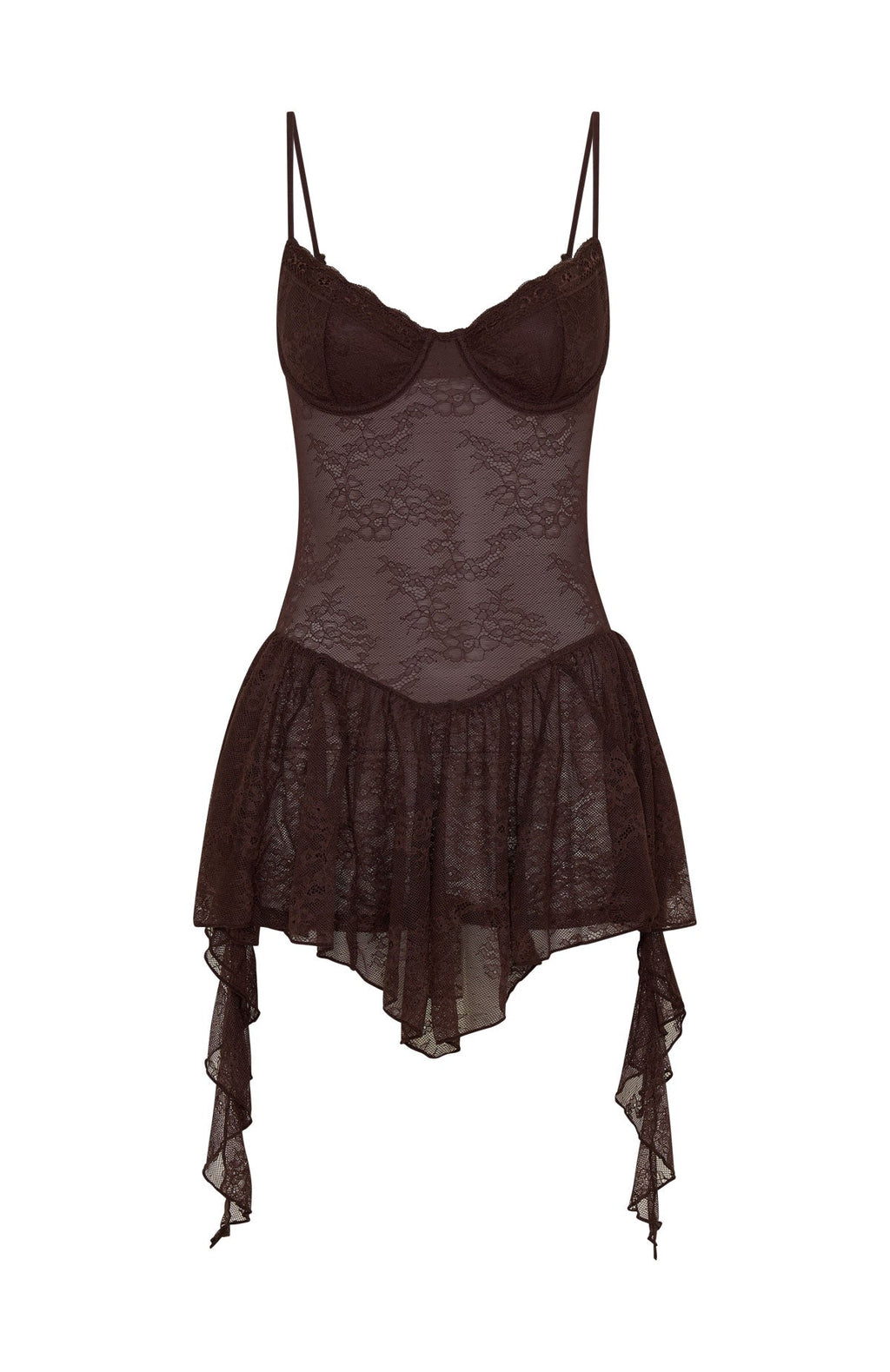 White Fox Only Tonight Lace Playsuit Chocolate