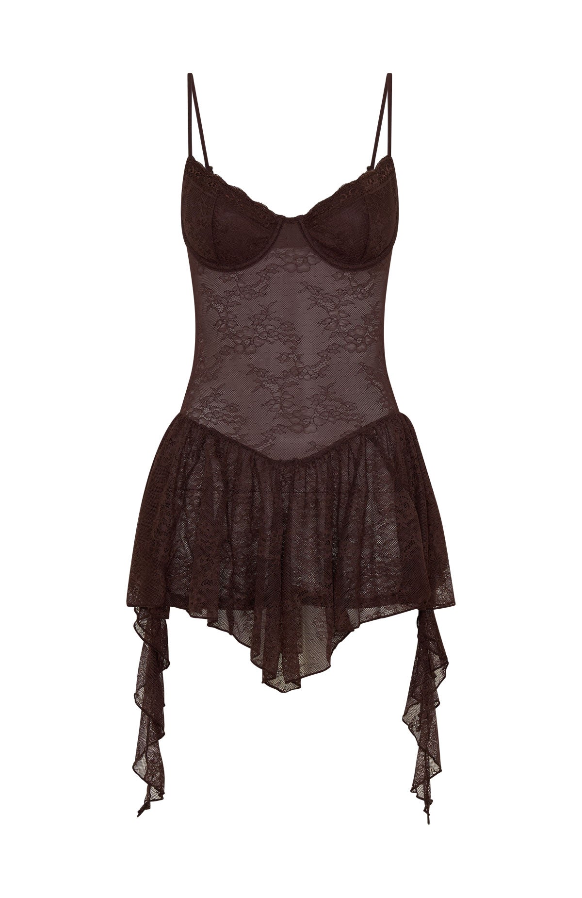 White Fox Only Tonight Lace Playsuit Chocolate