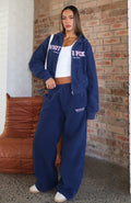 White Fox Just For Now Fleece Wide Leg Sweatpants Navy