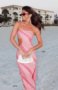 White Fox Flirt Mode Strapless Maxi Dress Sunrise Waves