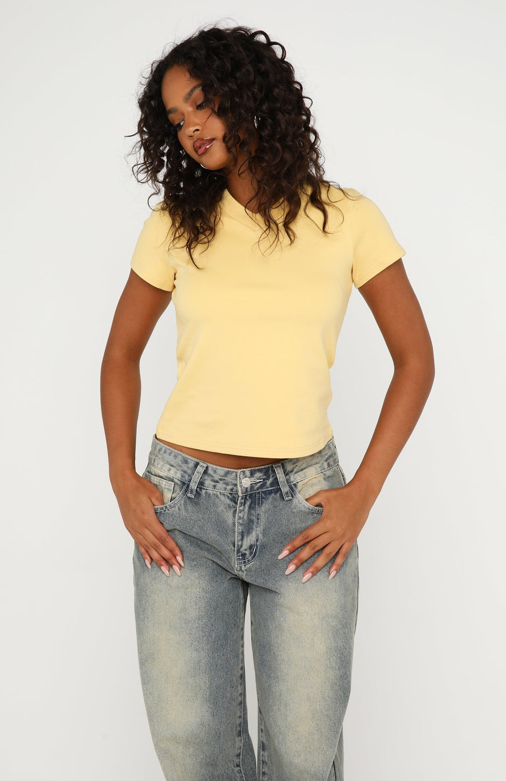 White Fox On The Hunt V Neck Top Honey