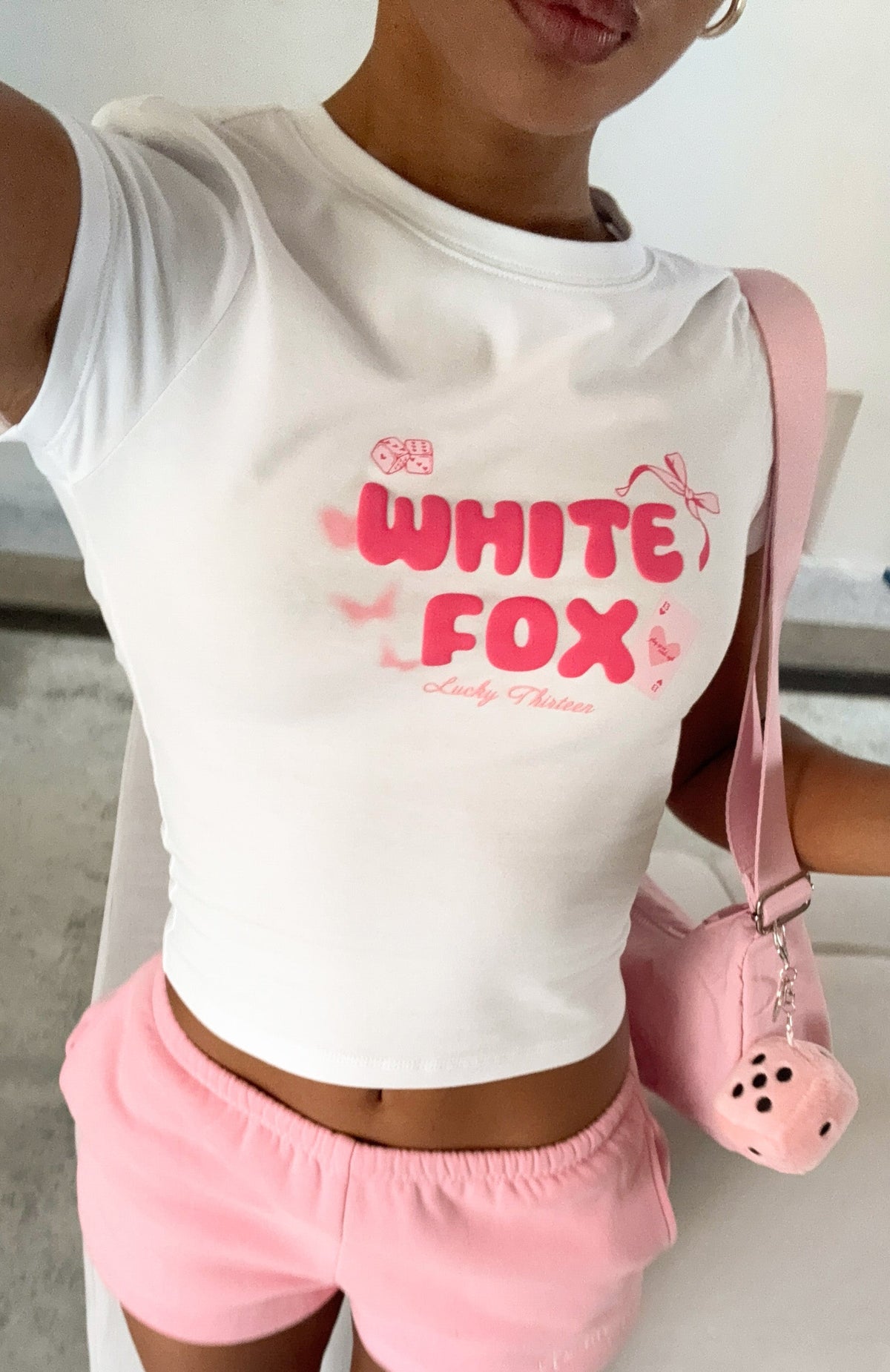 White Fox Lucky Thirteen Stephanie Baby Tee White