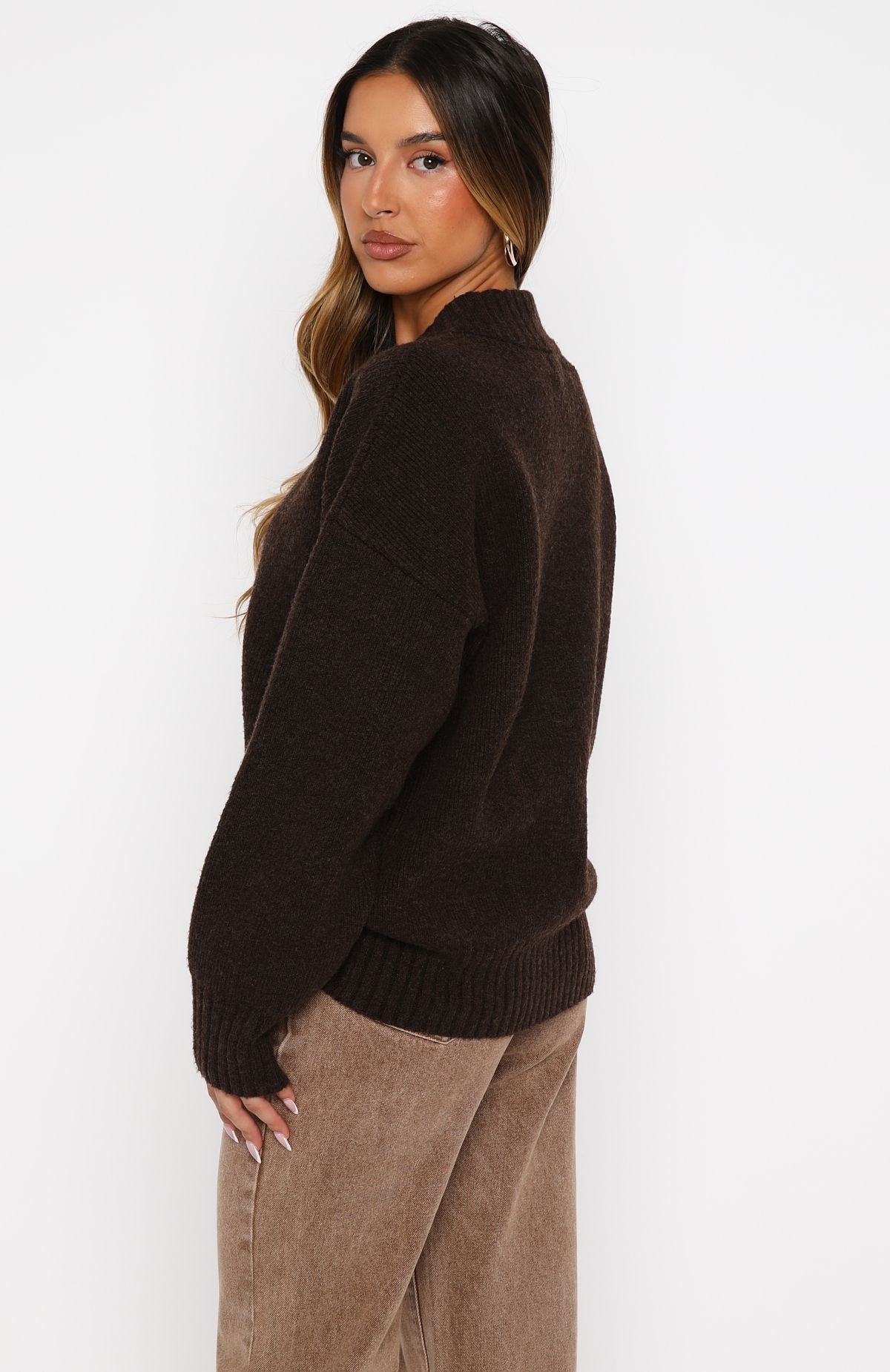 White Fox Unbreakable Bond Knit Jacket Chocolate