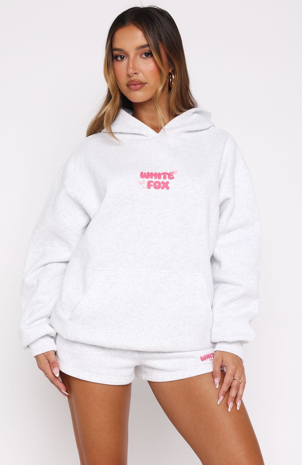 White Fox Lucky Thirteen Stephanie Oversized Hoodie Grey Marle