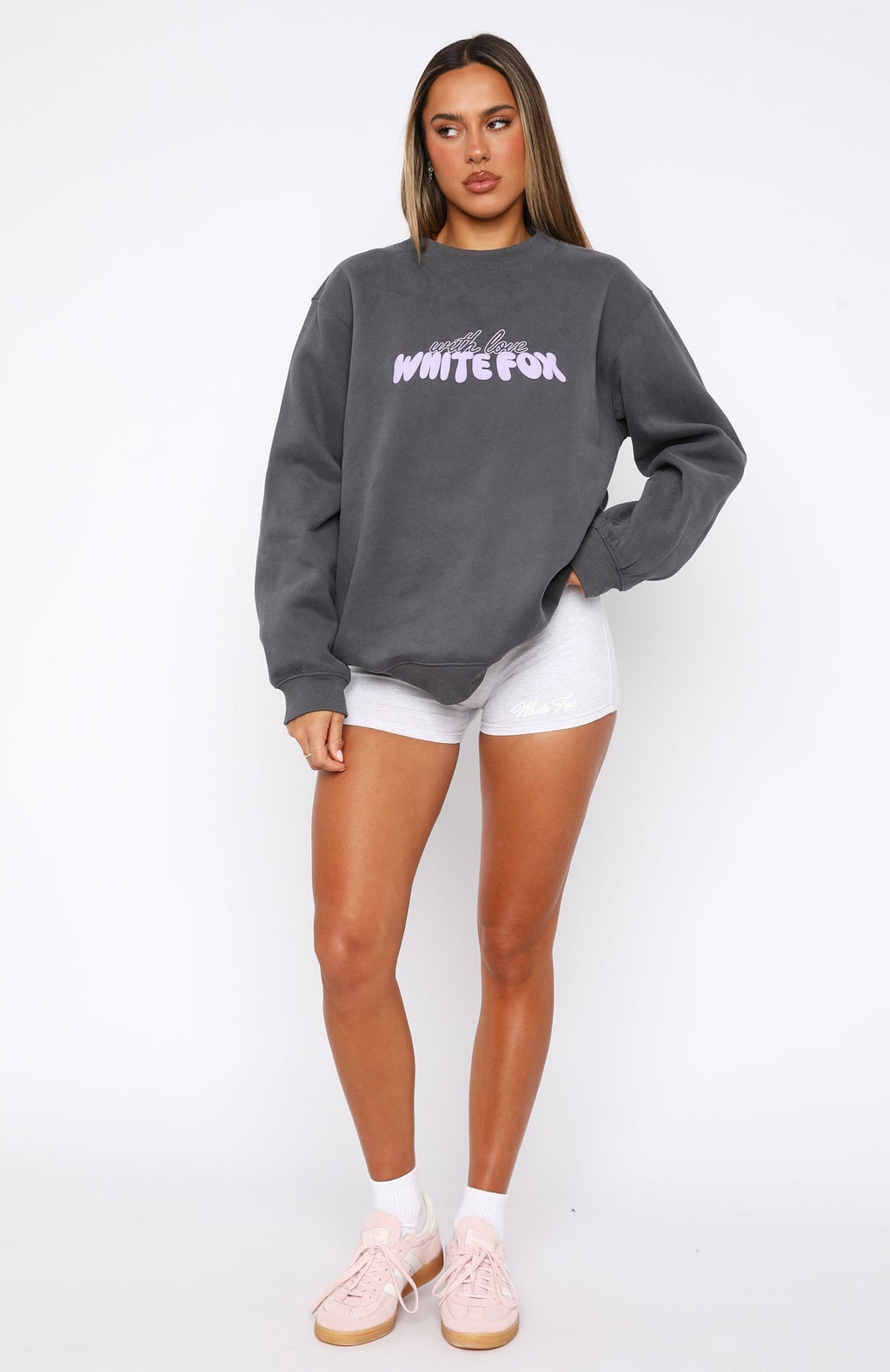 White Fox With Love Forever Oversized Sweater Volcanic