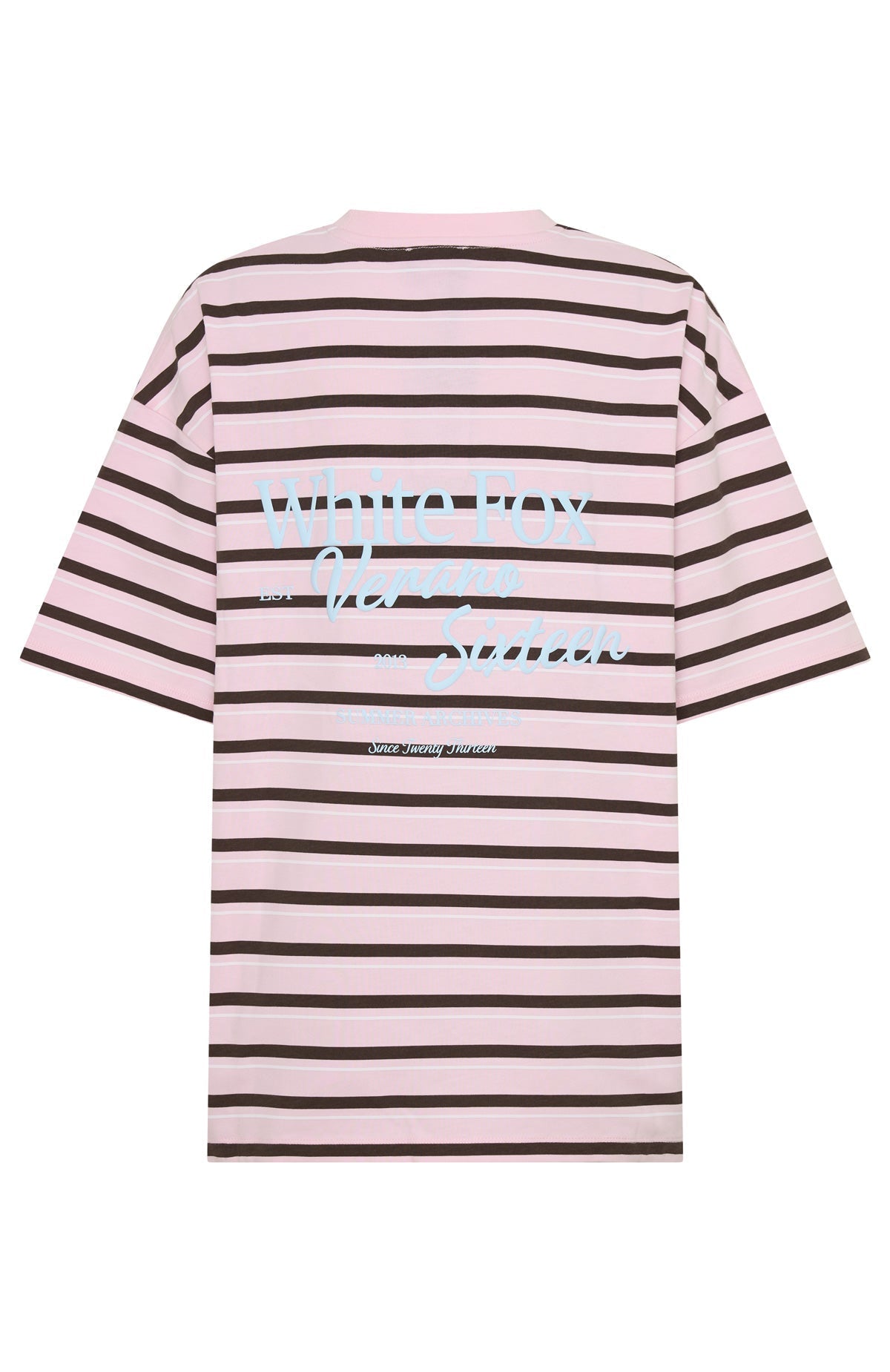 White Fox Verano Sixteen Viola Oversized Tee Pink Stripe