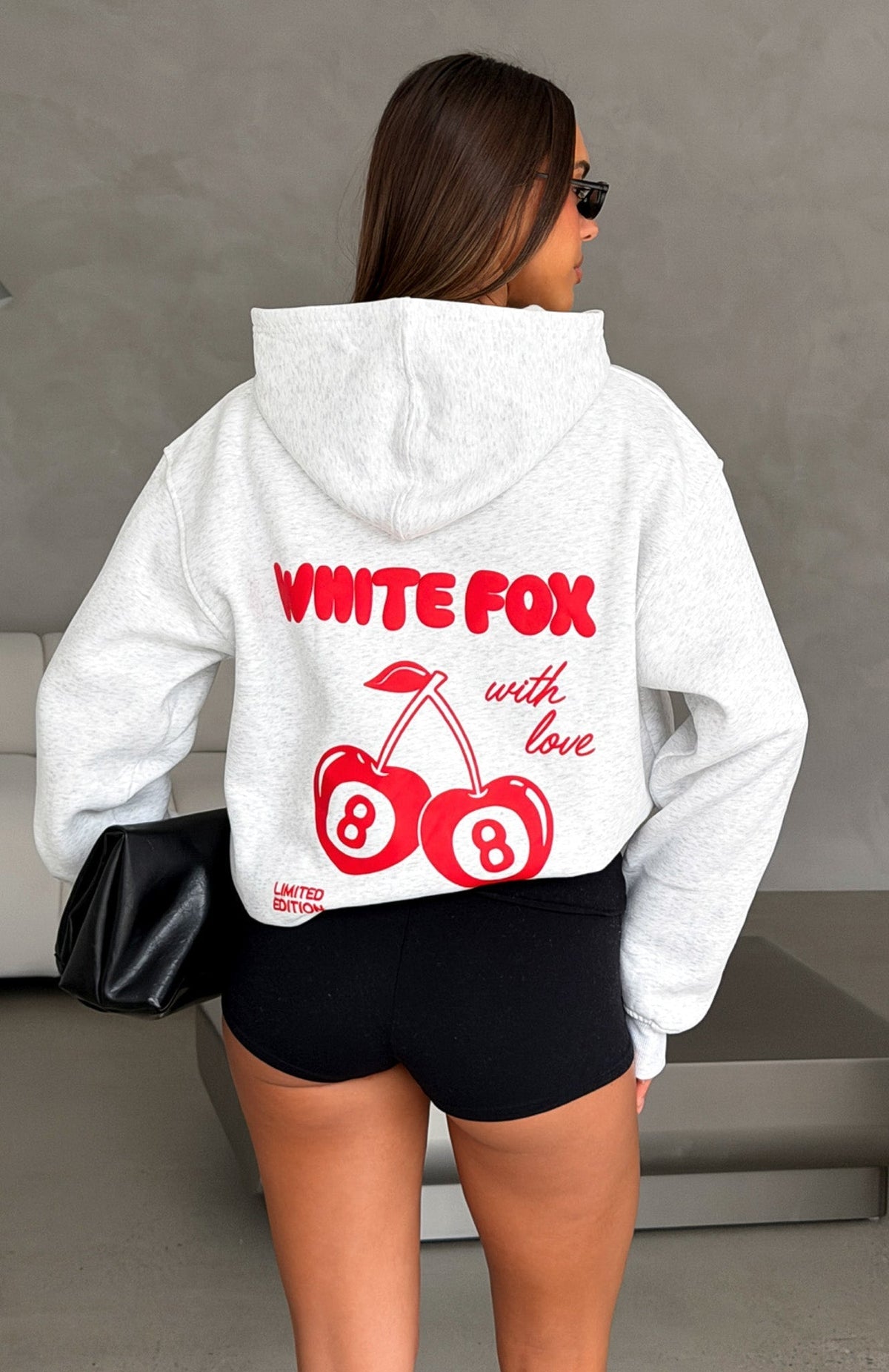 White Fox With Love In The Moment Oversized Hoodie Grey Marle