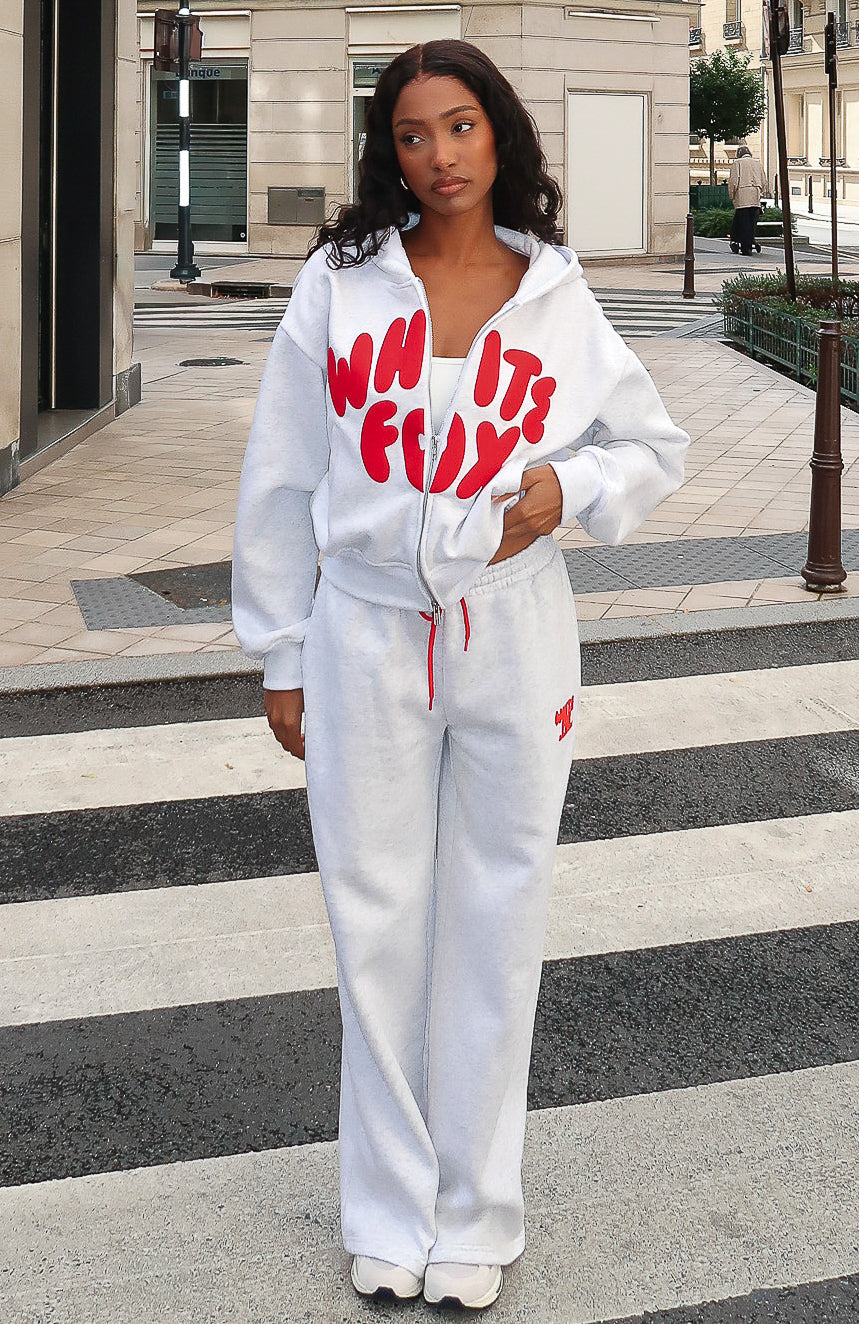 White Fox Club 14 Allie Wide Leg Sweatpants Grey Marle